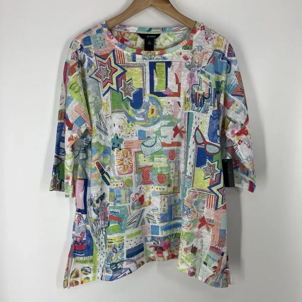 Ali Miles Top Size Small Womens Art to Wear Print Colorful Artsy Von Maur Shop